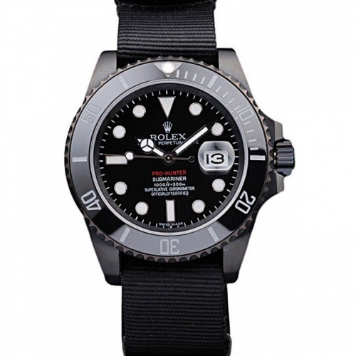 Rolex Submariner Pro-Hunter Black Fabric Strap Black Dial