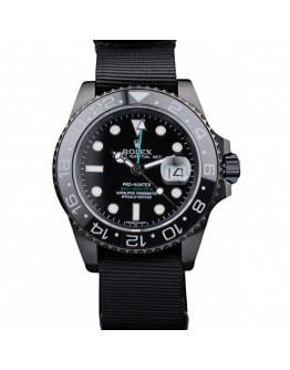 Rolex GMT Master II Pro-Hunter Black Fabric Strap Black Dial