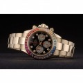 Rolex Daytona Cosmograph Rainbow Crystals Bezel Rose Gold Strap Black Dial 80251