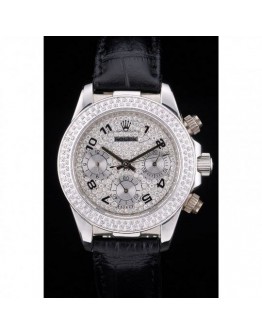 Rolex Daytona Lady Stainless Steel Case Crystal Studded Bezel Crystal Studded Dial