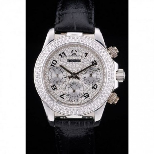 Rolex Daytona Lady Stainless Steel Case Crystal Studded Bezel Crystal Studded Dial