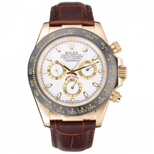 Rolex Cosmograph Daytona Gold Case White Dial Brown Leather Bracelet 622633 Rolex Cosmograph Daytona Gold Case White Dial Brown Leather Bracelet 622633