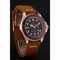 Rolex Yacht-Master Black Dial Brown Bezel Rose Gold Case Brown Leather Bracelet 1453860 Rolex Yacht-Master Black Dial Brown Bezel Rose Gold Case Brown Leather Bracelet 1453860