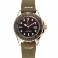 Rolex Yacht-Master Black Dial Green Bezel Rose Gold Case Green Leather Bracelet 1453862