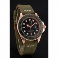 Rolex Yacht-Master Black Dial Green Bezel Rose Gold Case Green Leather Bracelet 1453862