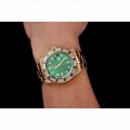 Rolex GMT Master II Green Dial Stone Set Bezel Gold Case And Bracelet 1453748