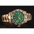 Rolex GMT Master II Green Dial Stone Set Bezel Gold Case And Bracelet 1453748