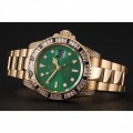 Rolex GMT Master II Green Dial Stone Set Bezel Gold Case And Bracelet 1453748